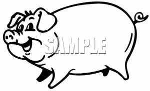 Clipart Image Of A Happy Fat - Pig Clipart Black And White Clipart Image Of A Happy Fat - Pig Clipart Black And White