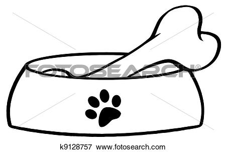 Outlined Dog Bowl With Big Bo - Dog Bowl Clipart Outlined Dog Bowl With Big Bo - Dog Bowl Clipart