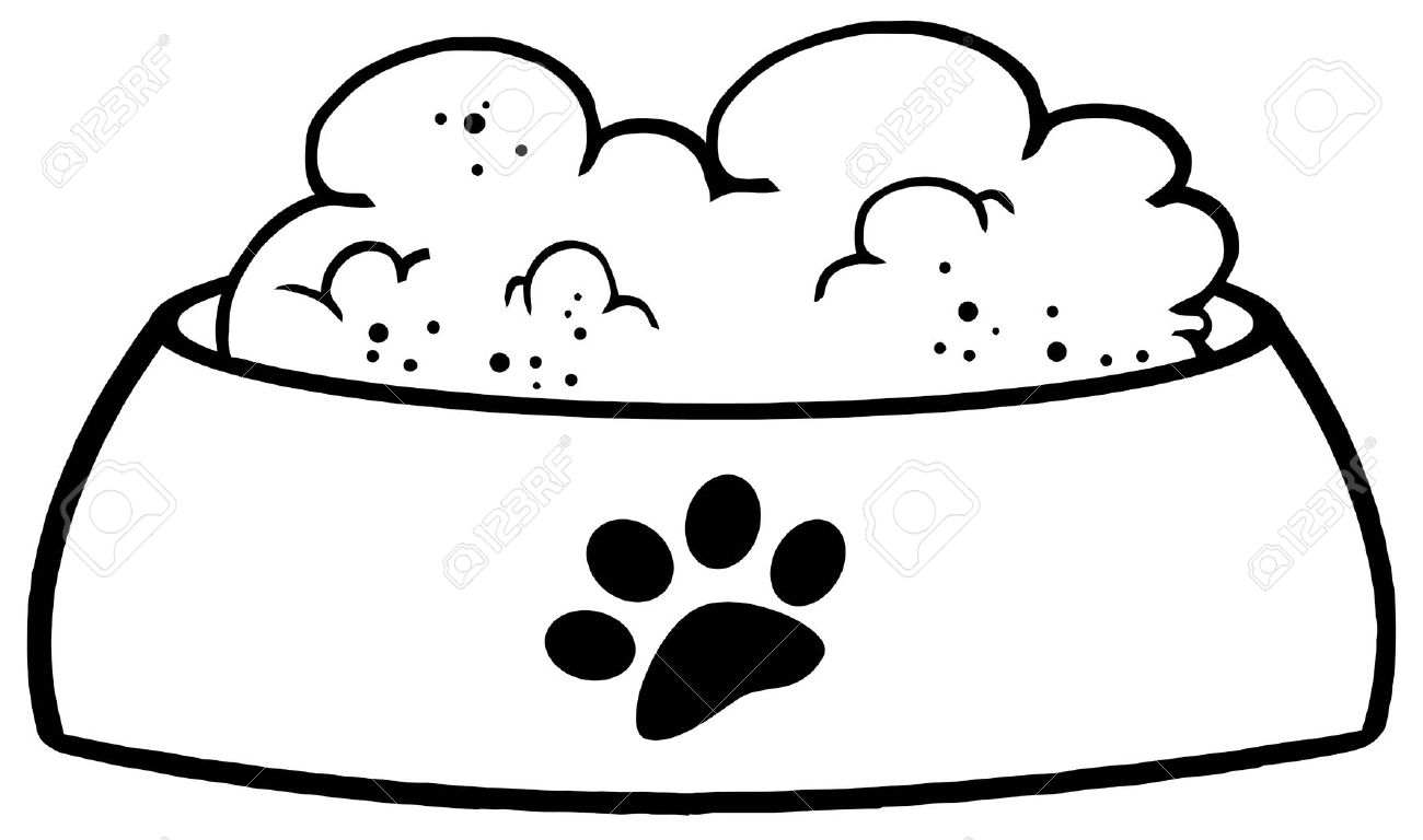 Outlined Dog Bowl With Food . - Dog Bowl Clipart Outlined Dog Bowl With Food . - Dog Bowl Clipart