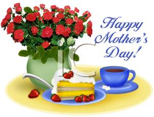 A Happy Motheru0026#39;s Day Bouquet Wit-A Happy Motheru0026#39;s Day Bouquet with Tea and Cake - Royalty Free Clipart Picture-1