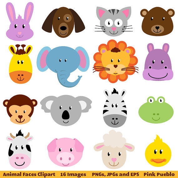 Animal Faces Clipart Clip Art Zoo Jungle-Animal Faces Clipart Clip Art Zoo Jungle Farm Barnyard Forest-1