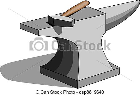 ... Anvil And Hammer - Vector Illustrati-... Anvil and hammer - Vector illustration of classic.-4