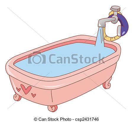 ... Bathtub - Illustration Drawing Of A -... Bathtub - illustration drawing of a pink bathtub full of.-9