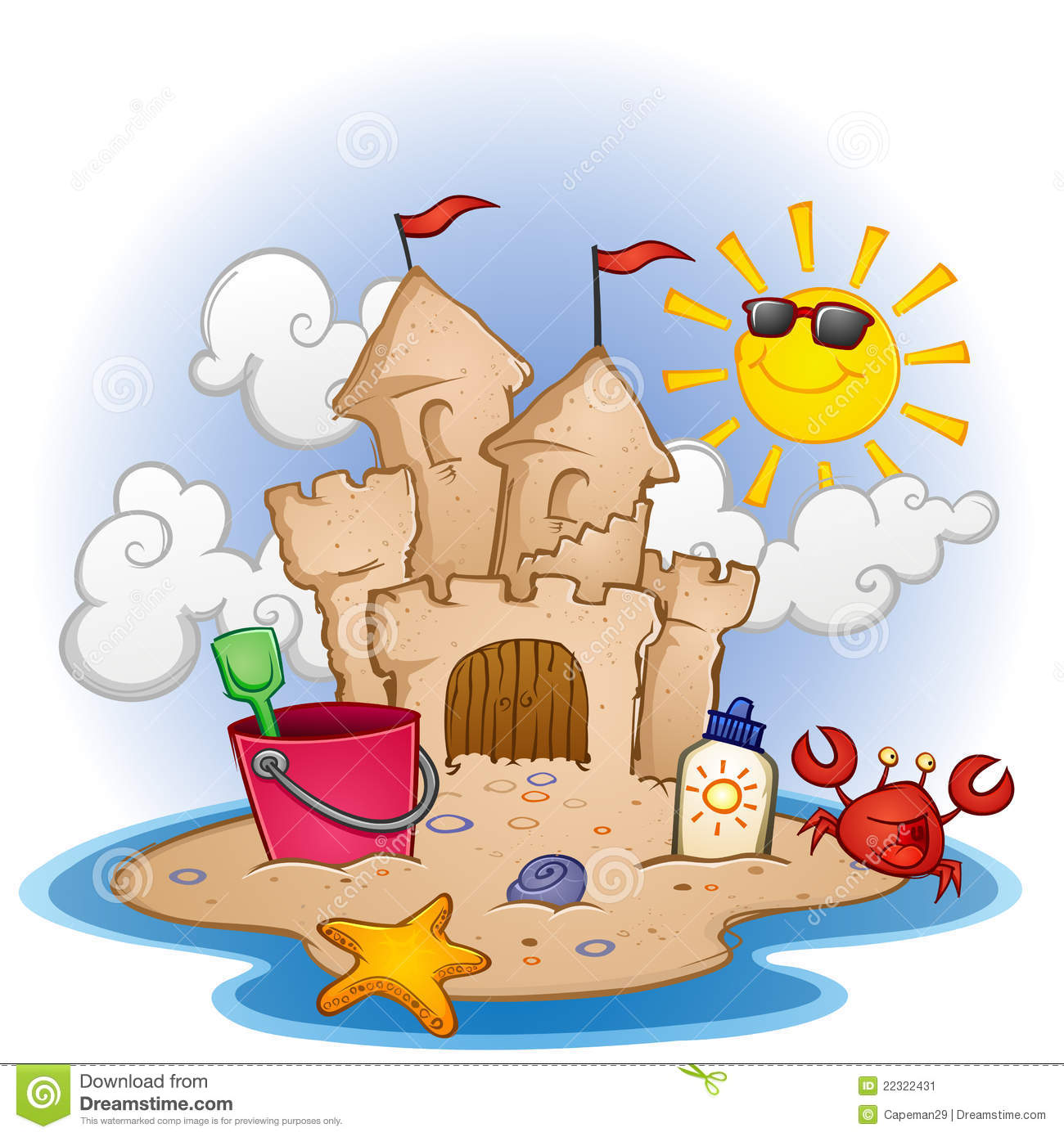 Beach Scene With A Sandcastle Beach Toys-Beach Scene With A Sandcastle Beach Toys And A Few Fun Characters-2
