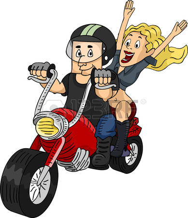 Biker: Illustration Of A Man Riding A Cu-biker: Illustration of a Man Riding a Customized Motorcycle with a Female Passenger at the-7