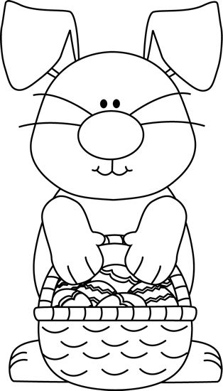 Black And White Bunny With An Easter Bas-Black and White Bunny with an Easter Basket Clip Art - Black and White Bunny with an Easter Basket Image | Pasqua | Pinterest | Coloring, Clip art and White ...-1