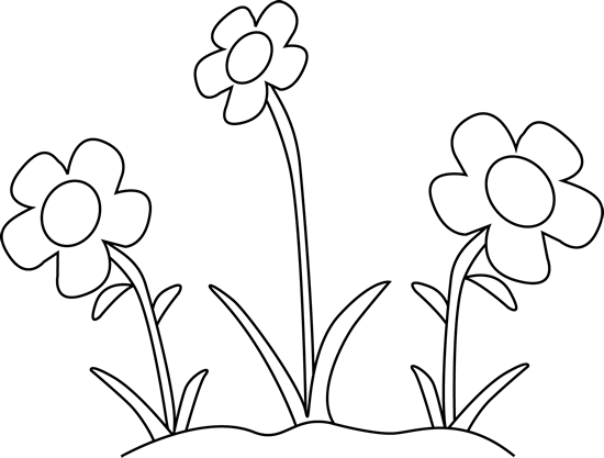 flower clipart black and whit