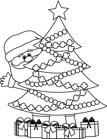 Black And White Santa Behind .-Black And White Santa Behind .-1