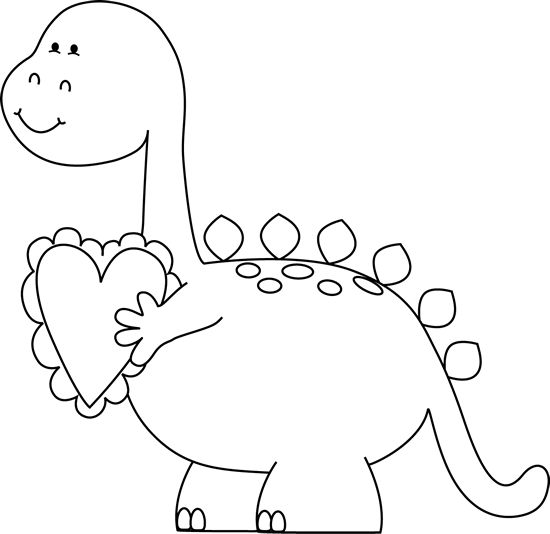 Black And White Valentineu0026#39;s Day -Black and White Valentineu0026#39;s Day Dinosaur Clip Art Clip Art - Black .-5