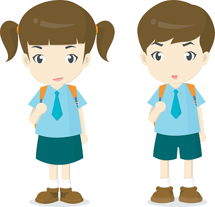 Boy And Girl In School Uniform .-boy and girl in school uniform .-1