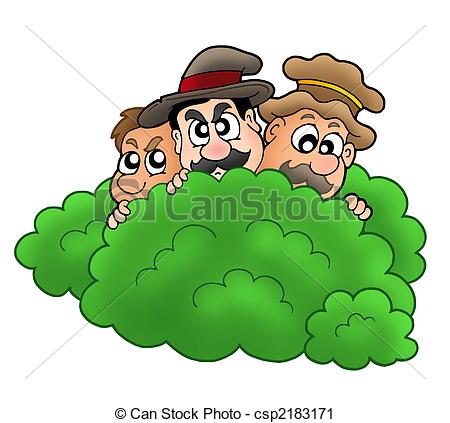 Cartoon Robbers Behind Bush - Csp2183171-Cartoon robbers behind bush - csp2183171-9