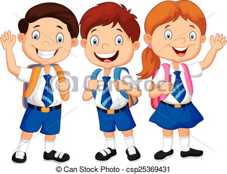 ... Cartoon Happy School Children - Vect-... Cartoon happy school children - Vector illustration of.-2