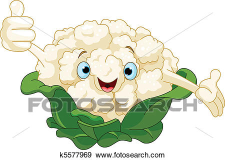 Cartoon Cute Cauliflower Presenting Some-Cartoon cute Cauliflower presenting something-2