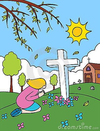 Cemetery Clipart: Girl Praying At The Ce-Cemetery clipart: Girl Praying At The Cemetery-10