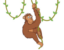 Chimpanzee Hangs From Tree Vine Clipart.-chimpanzee hangs from tree vine clipart. Size: 94 Kb-15