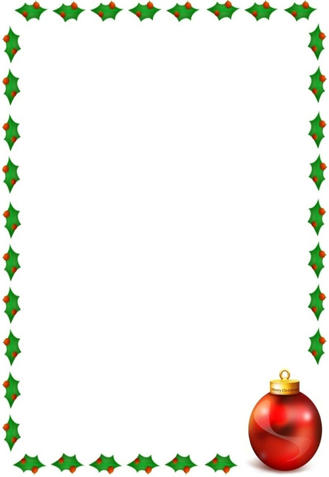 Christmas Border With Holly On 4 Sides A-Christmas border with holly on 4 sides and a Christmas ornament-3