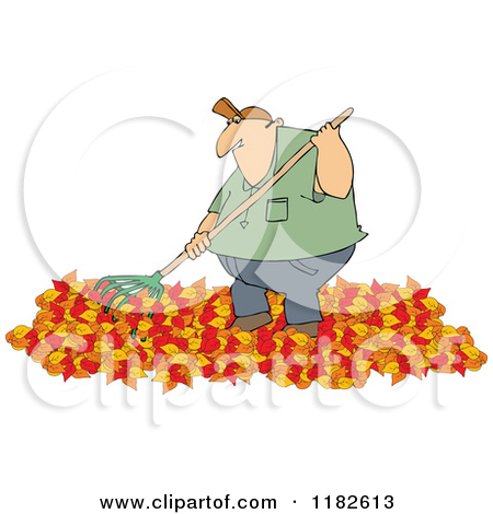 Chubby Caucasian Man Raking Autumn Leave-Chubby Caucasian Man Raking Autumn Leaves by Dennis Cox-4