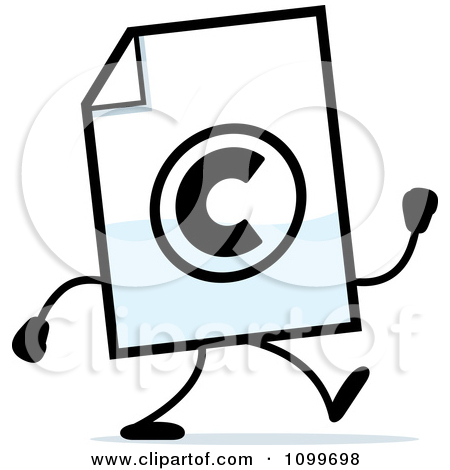 Clipart Copyright Document Mascot Walkin-Clipart Copyright Document Mascot Walking - Royalty Free Vector Illustration by Cory Thoman-1