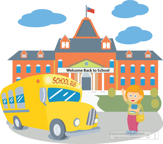 Clipart Of School. School Building With -clipart of school. school building with bus-2