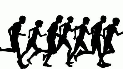 Crowd Of Young People Running.-Crowd of young people running.-4