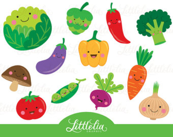 Cute Vegetable Clipart - Veggie Clipart -Cute vegetable clipart - Veggie clipart - 15063-1