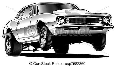 ... Drag Car Wheelie - Black Line And Ai-... Drag Car Wheelie - Black Line and Airbrush Illustration-2