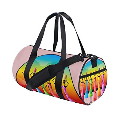 JSTEL African Clipart Pattern Sports Gym-JSTEL African Clipart Pattern Sports Gym Bag for Women and Men Travel Duffel  Bag-16