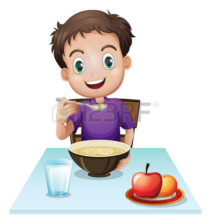 Eat Breakfast: Illustration Of A Boy Eat-eat breakfast: Illustration of a boy eating his breakfast at the table on a white-6