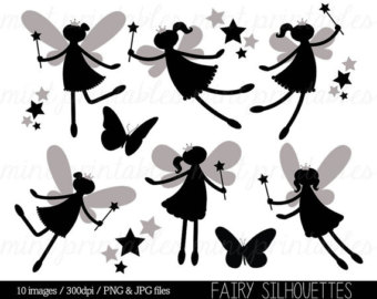Fairy Silhouette Clip Art - .-Fairy silhouette clip art - .-6