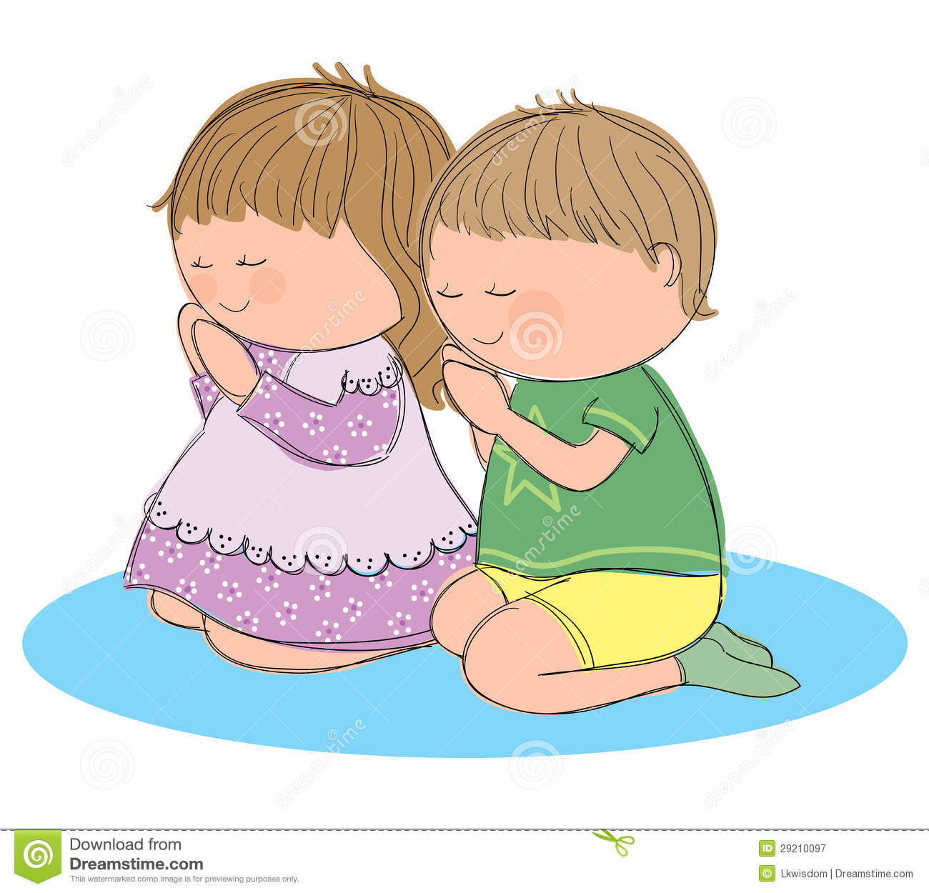 Hand Drawn Picture Of Two Children Prayi-Hand Drawn Picture Of Two Children Praying Illustrated In A Loose-14