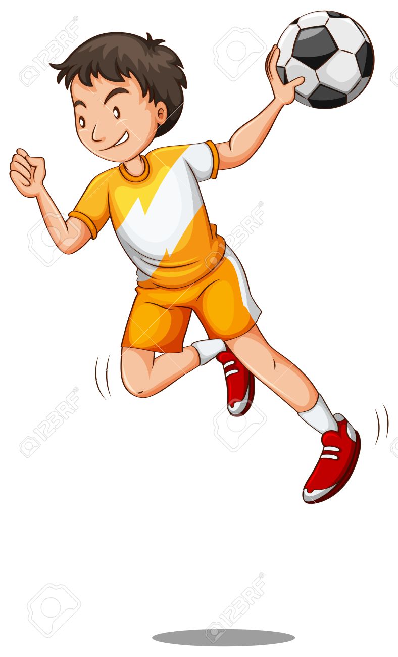Man With Ball Playing Handball Illustrat-Man with ball playing handball illustration Stock Vector - 58404641-7