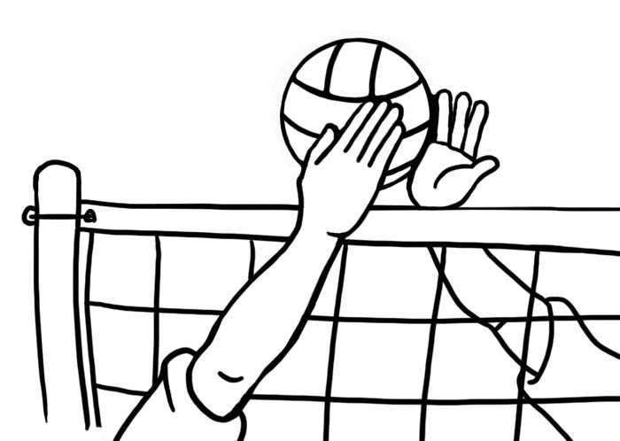 Hands Blocking At Volleyball Net In Blac-hands blocking at volleyball net in black and white-12