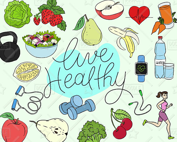 Healthy Lifestyle Clipart Vector Pack, L-Healthy Lifestyle Clipart Vector Pack, Live Healthy Graphics, Health Clipart,  Fitness, Fruit, Vegetable, Health Sticker, SVG, PNG file from  DoodleSupplyCo ClipartLook.com -14