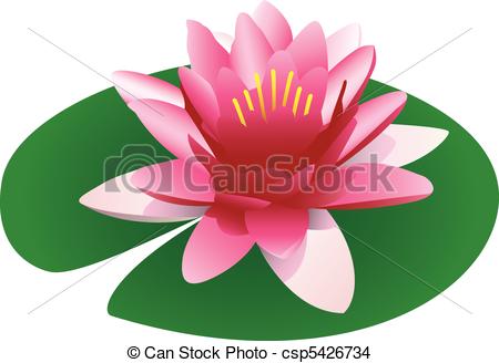 ... Illustration Of A Floating Pink Lotu-... Illustration of a floating pink lotus on a lily pad,.-6