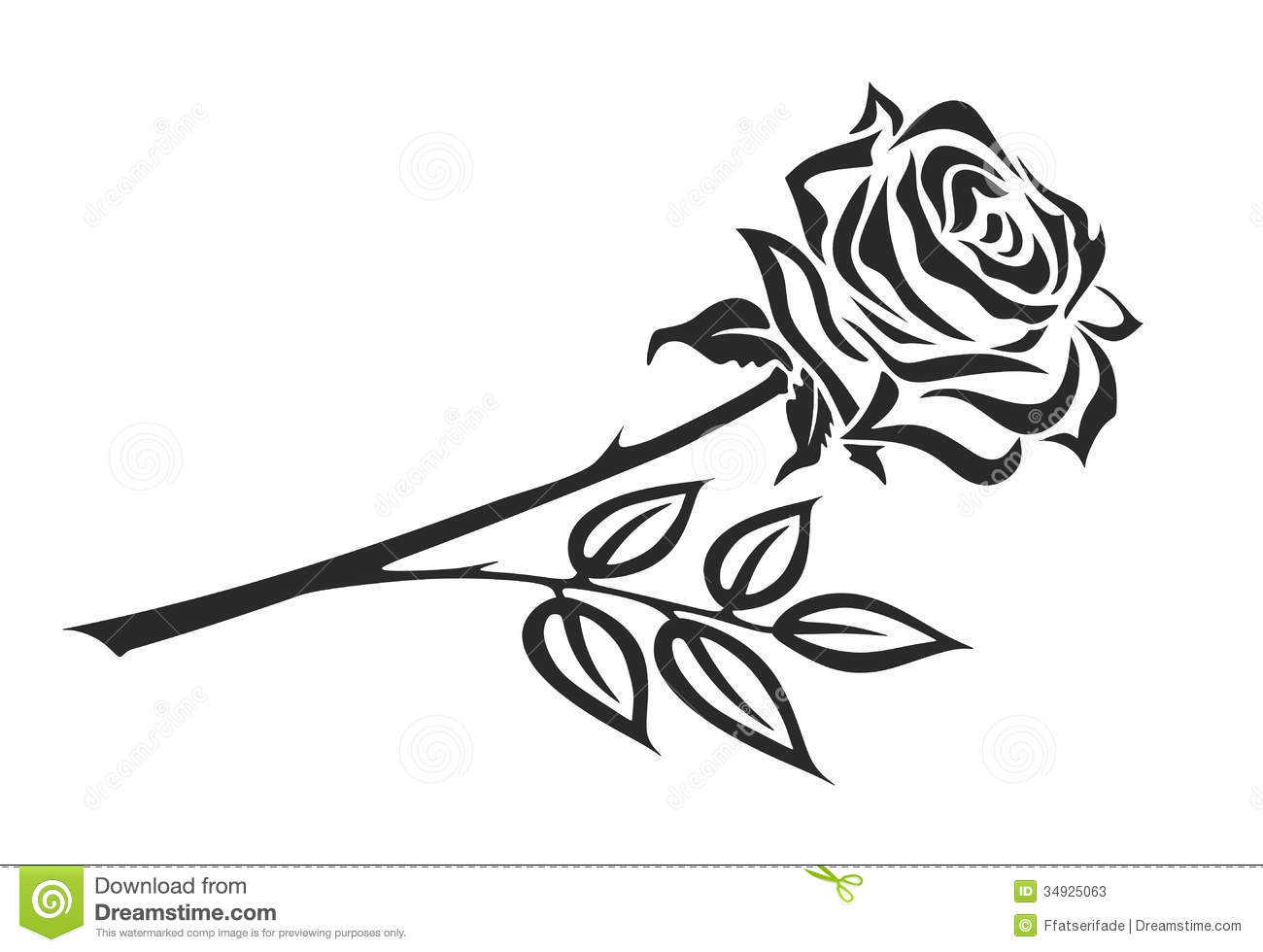 Illustration Of Black And White Rose Wit-Illustration Of Black And White Rose With Thorns-5