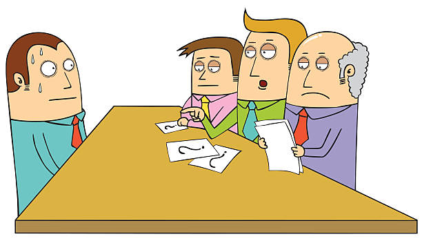 Cartoon Of A Sweating Man Having A Job I-Cartoon of a sweating man having a job interview vector art illustration-0