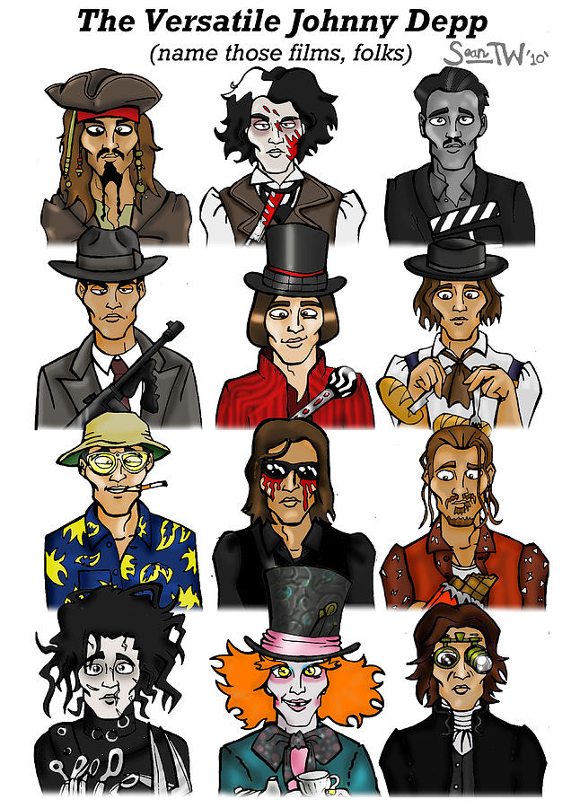 Benny Digital Art - The Versatile Johnny-Benny Digital Art - The Versatile Johnny Depp by Sean Williamson-3