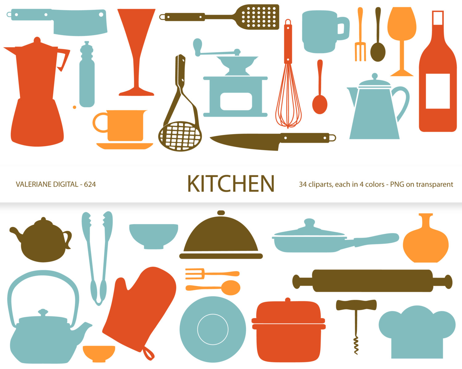 Kitchen Clipartu0026#39;s, Retro Kitchen-Kitchen clipartu0026#39;s, retro kitchen utensils, scrapbook supplies, clipart, clip art, instant download 634-7