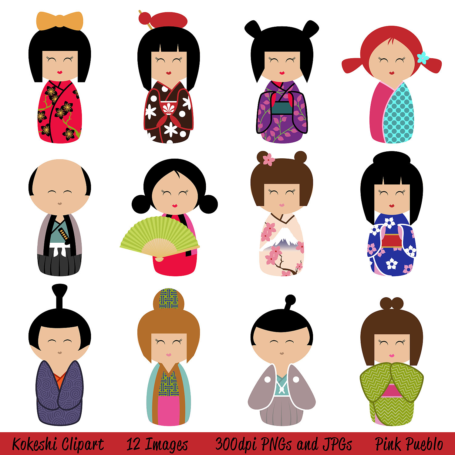 Kokeshi Clipart Clip Art, .-Kokeshi Clipart Clip Art, .-16