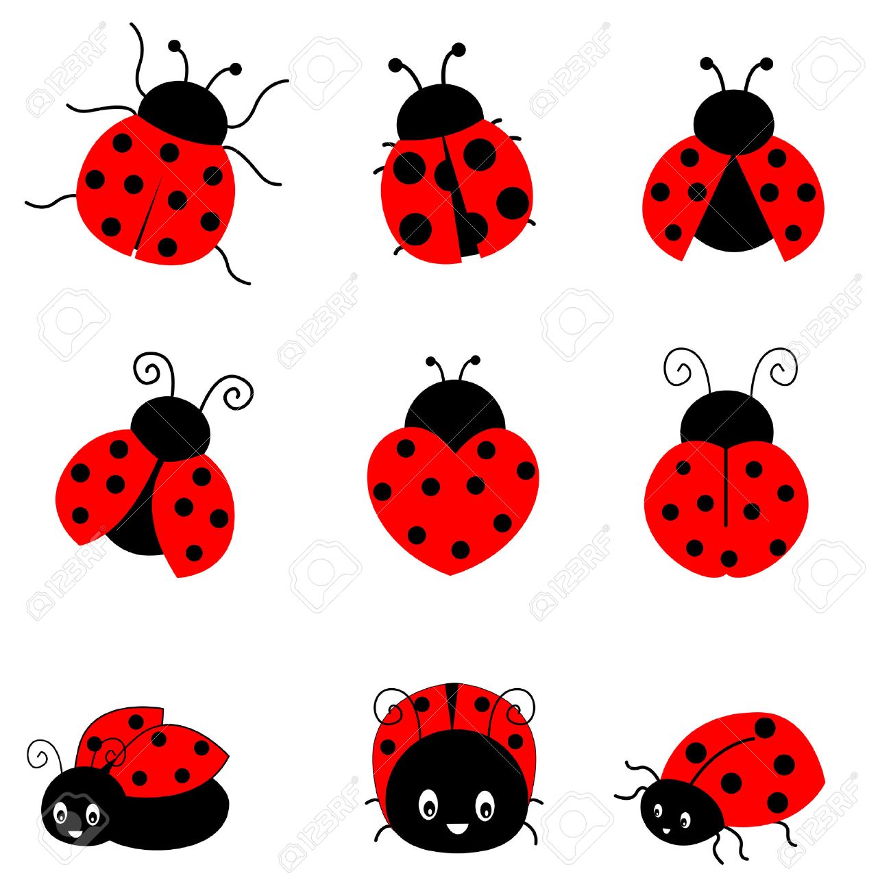 Cute Colorful Ladybugs Clipart Collectio-Cute colorful ladybugs clipart collection isolated on white background  Stock Vector - 38748262-5