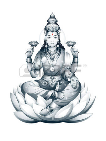 Hindu Goddess Lakshmi Of Wealth, Prosper-Hindu Goddess Lakshmi of wealth, prosperity, fortune, and the embodiment of  beauty Illustration-10