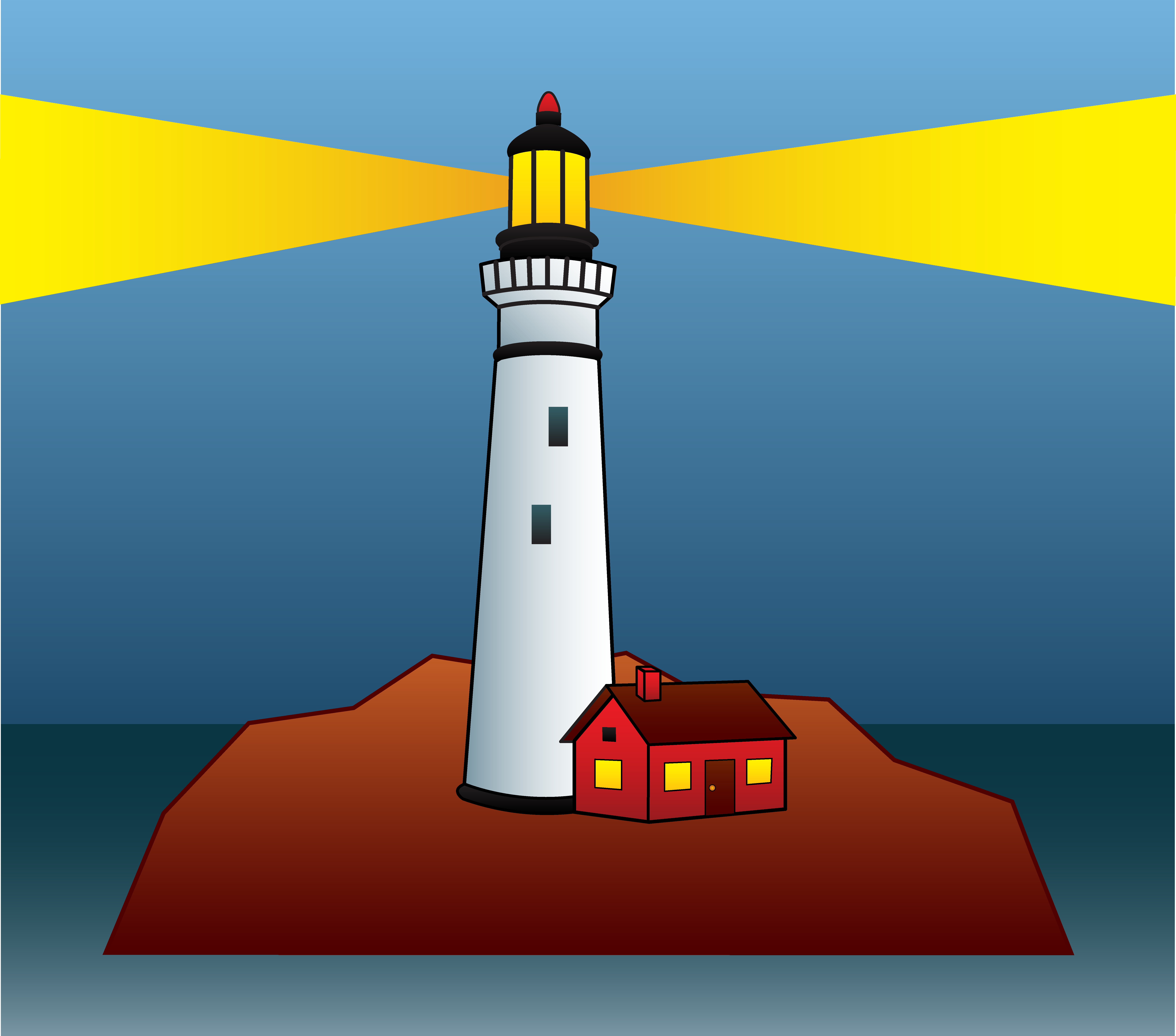 Lighthouse Shining Light At Night - Free-Lighthouse Shining Light At Night - Free Clip Art-13