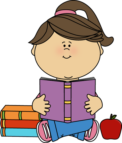 Little Girl Reading A School Book Clip A-Little Girl Reading a School Book Clip Art-13