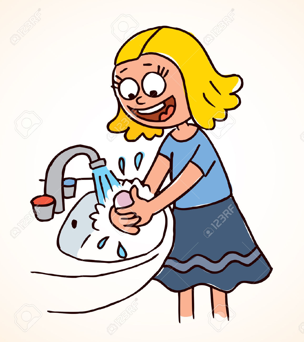 Little Girl Washing Hands .-little girl washing hands .-9