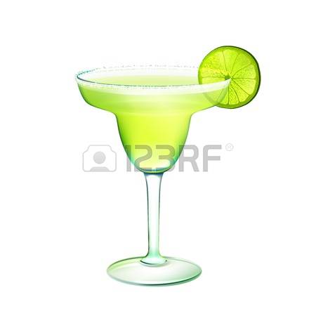 Margarita Glass: Margarita Realistic Coc-margarita glass: Margarita realistic cocktail in glass with lime slice isolated on white background vector-12