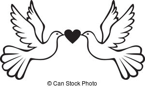 ... Pair Of Doves With Heart - Pair Of W-... Pair of doves with heart - Pair of white doves holding heart-14