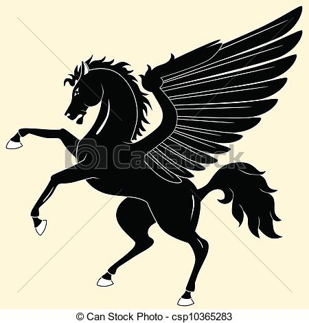 ... Pegasus - Silhouette Of Black Pegasu-... Pegasus - Silhouette of black Pegasus-17
