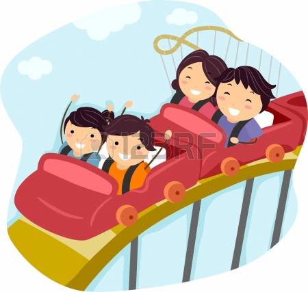 Rollercoaster: Illustration Of A Family -rollercoaster: Illustration of a Family Riding a Roller Coaster Together Stock Photo-15
