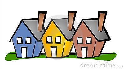 Row Of 3 Houses In Blue, .-row of 3 houses in blue, .-18