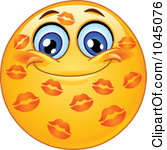 Royalty Free RF Clip Art Illustration Of-Royalty Free RF Clip Art Illustration Of A Grinning Emoticon Covered In Lipstick Kisses-15